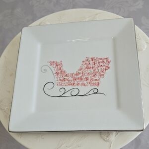 St. Nicholas Square Eat Drink Be Merry Square Santa's Sleigh Salad Plate 8.25"